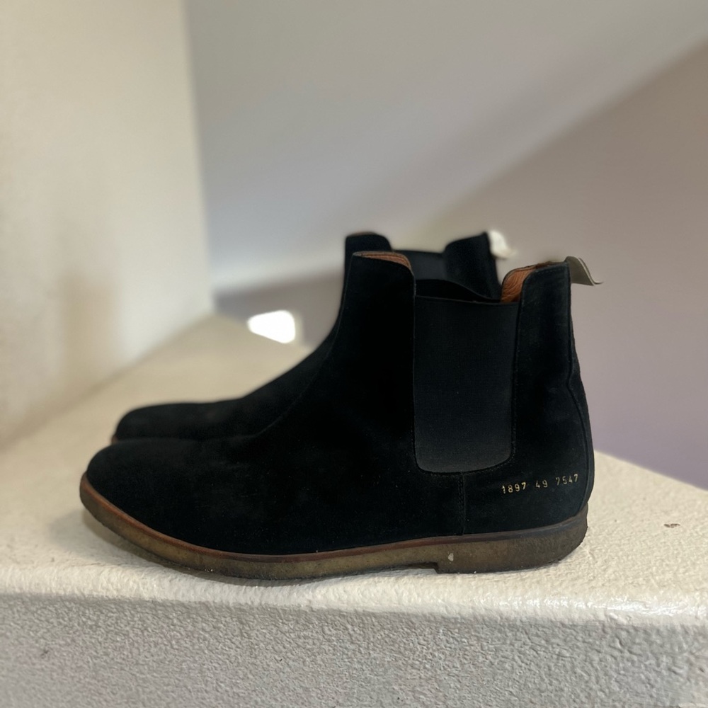 COMMON PROJECTS Men's Black Suede Chelsea Boots Rubber‎ Sole Size 16 Euro 49